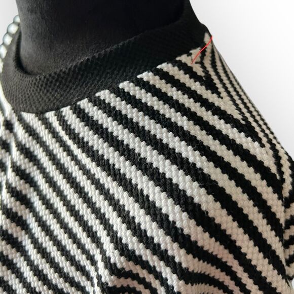 H&M Women's Black & White Striped Colorblock Pullover Tunic Top Size XL - Picture 10 of 13